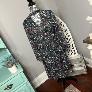 Lane Bryant Cut Out Mock Neck Fit and Flare Dress Size 18 Forest Paisley